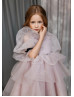 Puff Sleeves Tulle Tiered Flower Girl Dress Puff Sleeves Tulle Tiered Flower Girl Dress